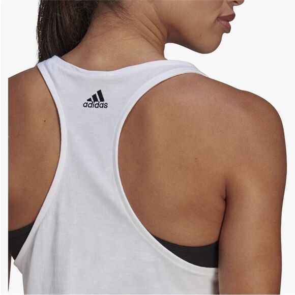 ADIDAS | NEW White & Black Racerback Graphic Tank Top Women’s Size Small - Picture 4 of 12